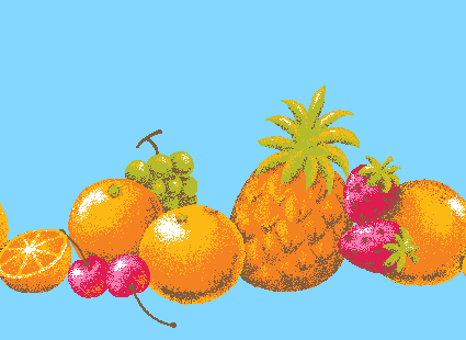 Pineapples, strawberries, cherries, muscats & oranges clip art