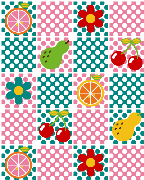 Cherries, oranges & pears wallpaper