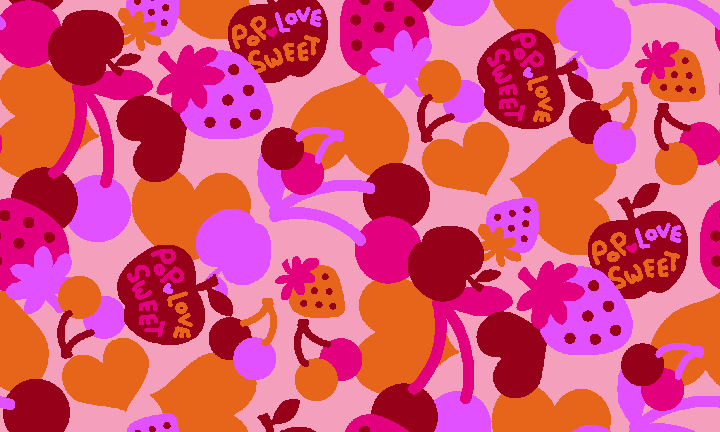 ハート＆フルーツ迷彩の壁紙