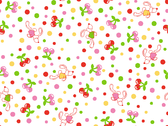 Hares, cherries and polka dots clip art