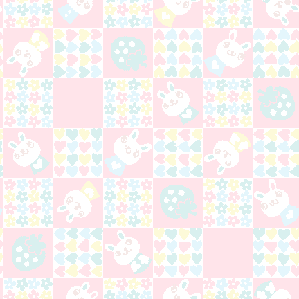 Check Patterns with rabbits and Strawberries background