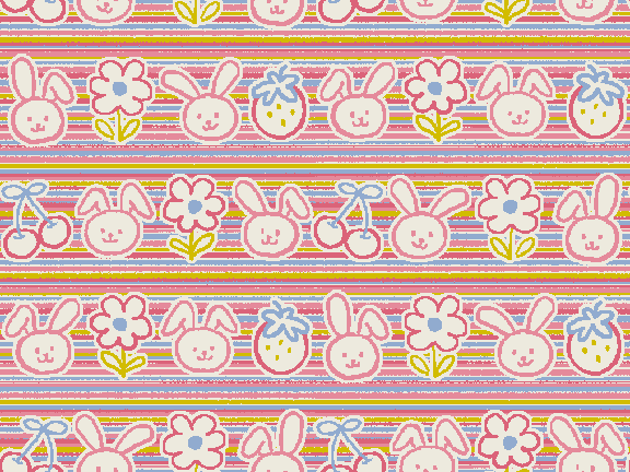 Hares, Flowers and Cherries wallpaper